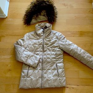 Calvin Klein , faux fur lined, down jacket with removable hoodie.